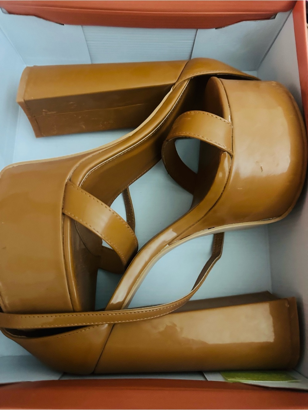 Platform Block Heel Sandals in Tan